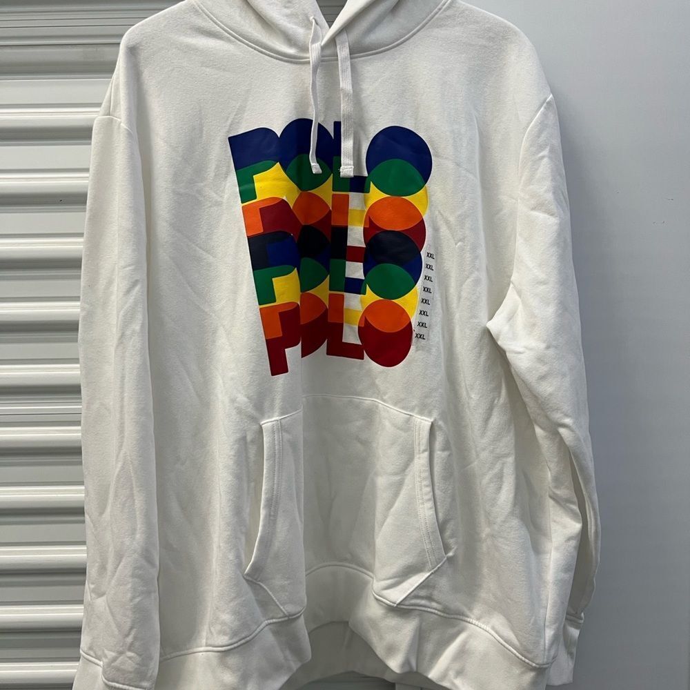 Ralph Lauren White Hoodie with Colorful Logo